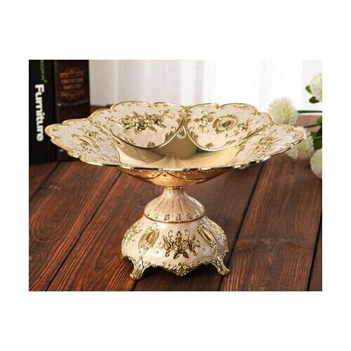 Alloy carved floral carved metal fruit bowl desk sugar storage tray decorative tray serving tray gold SG033