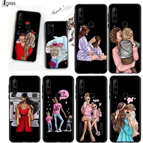 Fashion Super Baby Mom for Huawei P10 P20 Pro P30 P40 Y5 Y6 Y7 Y9 2019 Nova 7i 5T 5i 5 4e 4 3i 3e 3 Bright Black Phone Case