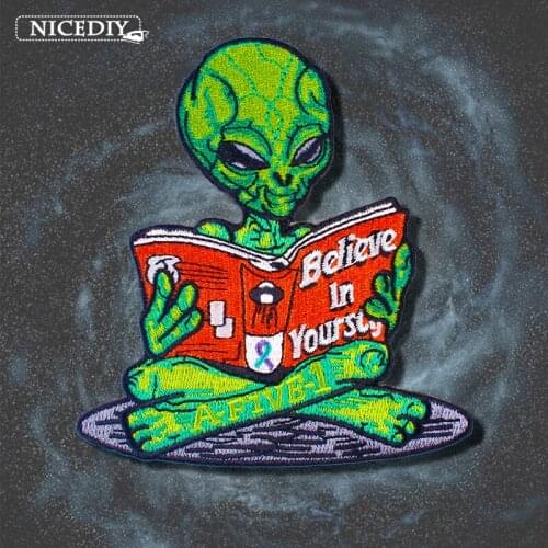 DIY Alien UFO Patch Bands Patch Iron On Patches For Clothing Metal Bands Punk Stripes On Clothes Embroidered Badges For Backpack