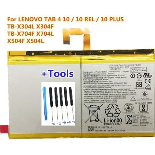 New 7000mAh L16D2P31 Battery For LENOVO TAB 4 10 / 10 REL / 10 PLUS TB-X304L X304F TB-X704F X704L X504F X504L +Tools
