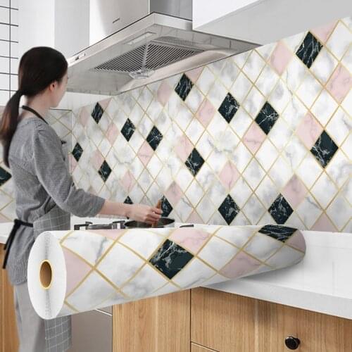 Wallpapers Papel De Pared Cocina Stickers Tapiz Autoadhesivo Kitchen Home Cabinet Storage Vinyl Aluminum Membrane Waterproof