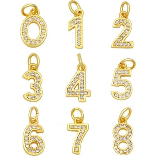OCESRIO DIY Gold Filled Small Number Pendant Decoration For muticolor Pendant CZ Nacklace Jewelry Making Supplies pdta016