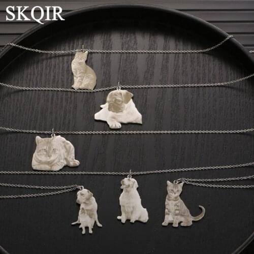 Personalized Custom Pet Photo Pendant Necklace Cat Dog Necklace Engraved Name Necklace Custom Portrait For Women Men Memorial
