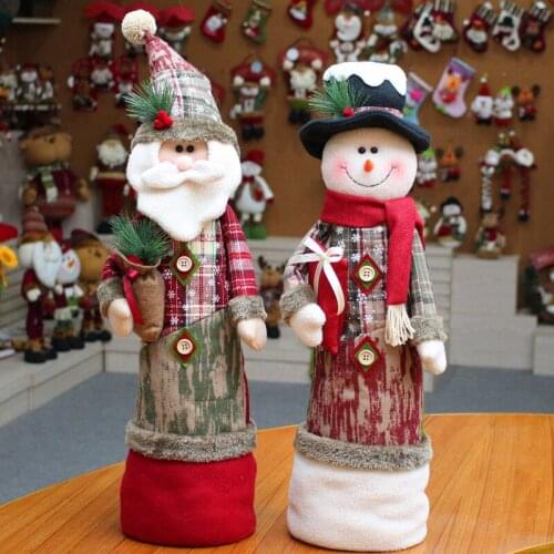 Christmas Dolls Santa Claus Extensible Table Decorations 2PCS Gift For Children 58*18cm Snowman Toys Ornaments Xmas Family Party