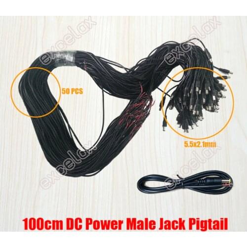 50PCS/Lot 100cm 5.5x2.1mm DC12V Power Supply Cable Male Jack Plug Connector CCTV Security Camera 1m 12V DC Power Lead Pigtail