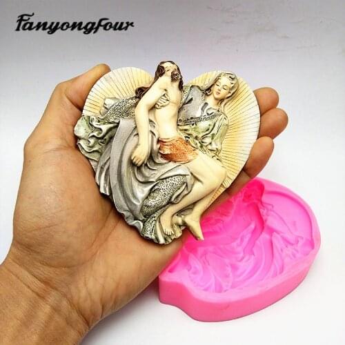 Jesus Christ fondant cake mold silicone mold resin plaster chocolate candle mold free shipping