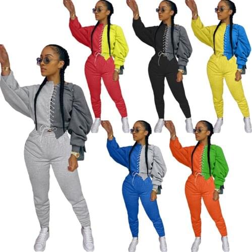 Two Piece Women Set Sport Casual Outfit Fall Clothes for Women Sweatshirt Crop Top Sweatpants Set Women Sweat Suit Set Tracksuit