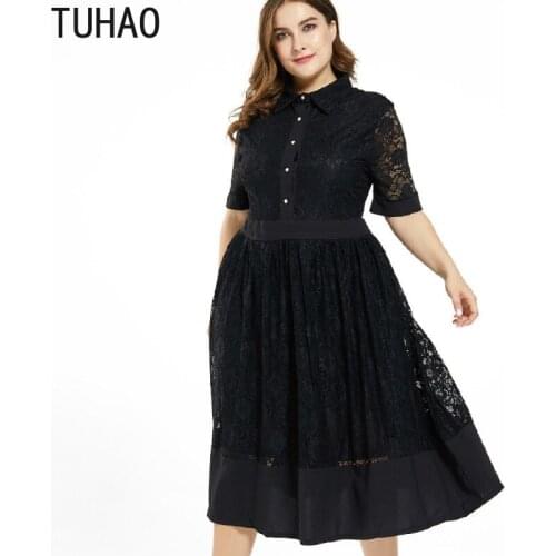 TUHAO 2020 Women Lace DRESS Summer Dresses Ladies Loose Mother Mom Office Lady Dresses Female Dresses Plus Size 7XL 6XL 5XL WM12