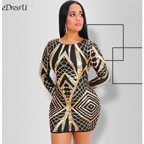 Women Sequins Dress Sexy Evening Party Dress High Quality Sparkling Formal Dress Sheath Black Bodycon Club Dress OSH-19510