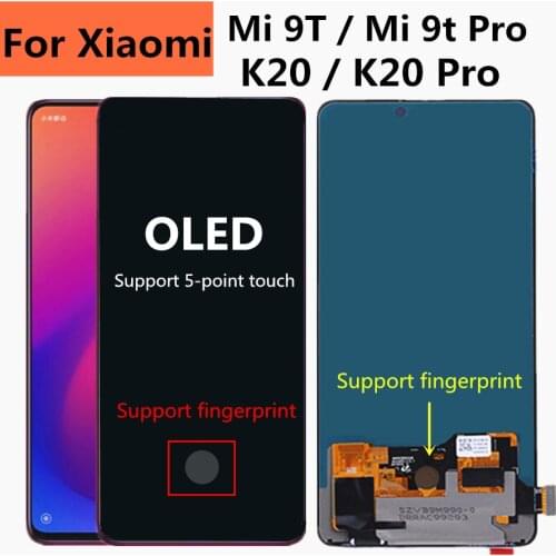 OLED 6.39" Support fingerprint For Xiaomi Mi 9T Pro LCD with frame for Redmi K20 Pro Lcd Display Touch Screen Digitizer Assembly