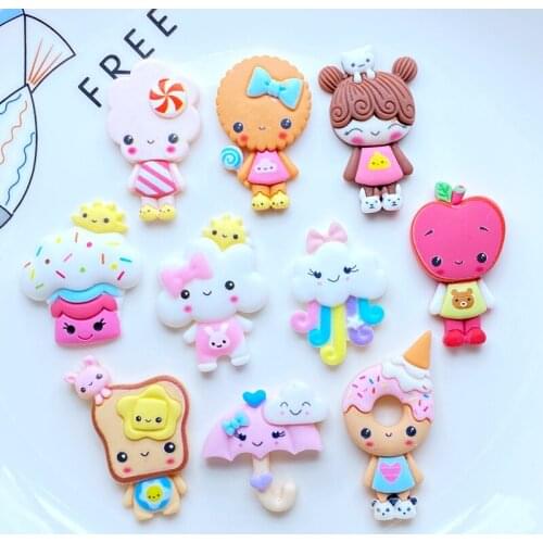 10Pcs/lot New Cartoon Biscuit Animal Series Flatback Resin Cabochon Scrapbooking Decoration Crafts DIY Handmade Accessories Q19