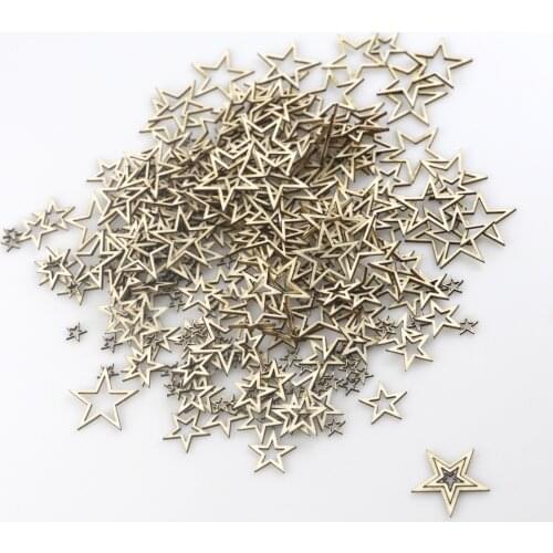 100pcs 10mm Star Shaped Unfinished Wood Crafts Blanks Wood Pieces Wooden Cutouts Ornaments for Craft Project and Decoration
