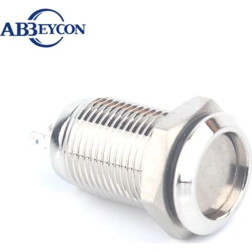 12mm 220V waterproof 1NO1NC shortest 12mm latching push button switch flat head self-locking 3pins terminal brass metal shell