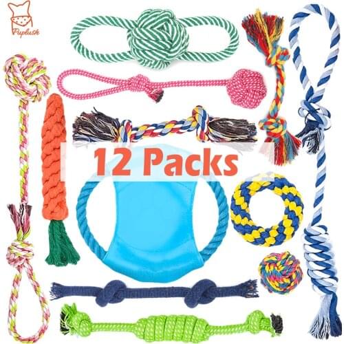 12Pcs Large Dog Toy Sets Cotton Dogs Chew Rope Toys for Big Dog Chewing Toys Outdoor Training Toothbrush Toy for Dogs Accessorie