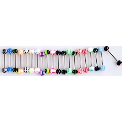 20 pcs Tattoo Supplies Colorful Stainless Steel Ball Barbell Tongue Rings Bars Piercing Cosmetic EIG88