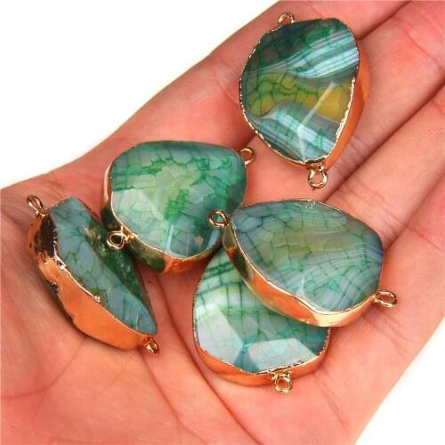 2020 Wholesale druzy connector Natural Brazilian Electroplated Edged Slice green Agates Geode Drusy Druzys Pendants for Necklace