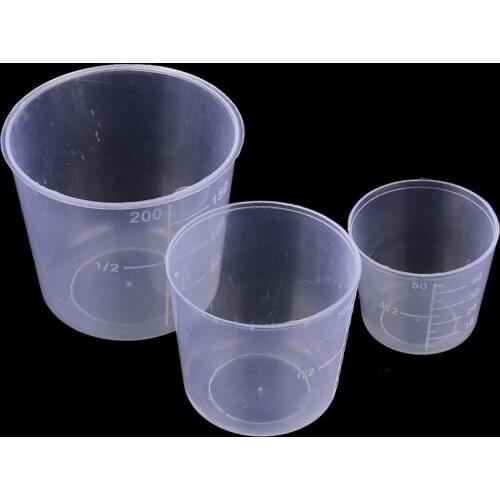 3PCS/Set 200ml 100ml 50ml Small Plastic Glue Mixing Cup Bait Mix Measuring Cups Kit for Carp Fishing