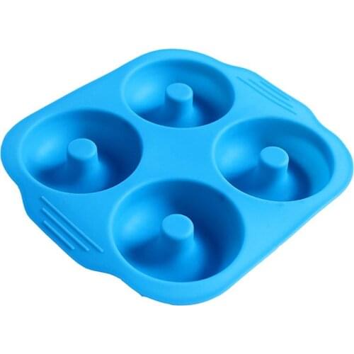 4-cavity Silicone Donut Baking Tray with Non-slip Handle non-stick Cake Mold Making Tool Reusable Chocolate Muffin Pan Ice Tray