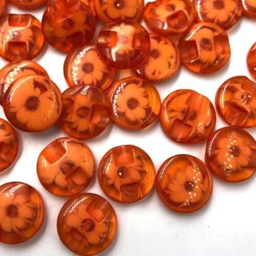 50pc 14mm Orange color flower Plastic Buttons sewing/appliques/craft PT11