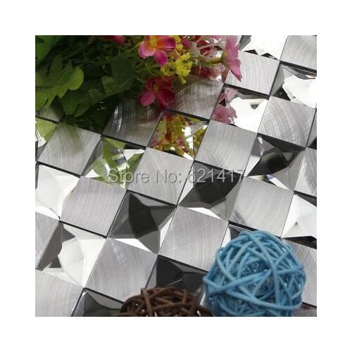 Nine surface with diamond mirror aluminum metal mosaic tiles HMGM1067 for bathroom home improvement kitchen backsplash