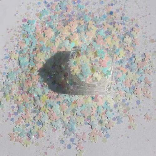 1bag Mixed size (1+2+3)mm Bowknot&Hexagon Paillettes Flake Loose Glitter Sequins Confetti Nails Art Sequins DIY Accessories 140D