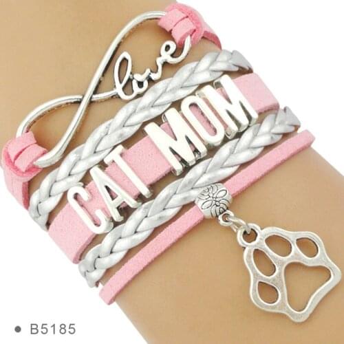 High Quality Infinity Love Friendship Kitty Kitten Cat Women Person Lover Paw Print Cat Mom Bracelets for Women