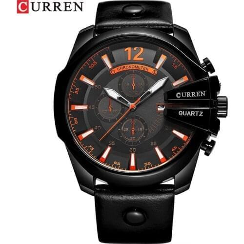 Top Luxury Brand CURREN Men Watch Fashion Modern Design Casual Quartz Wristwatch Waterproof Genuine Leather Strap Male Clock