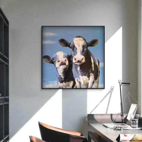 DIY digital painting two cows animal painting art decorative painting creative living room hand-painted decompression painting