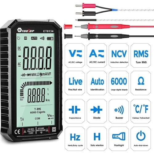 Digital Multimeter Large Screen Auto-Ranging Multimeter Fast Measures Voltage Current Amp Resistance Diodes