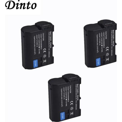 Dinto 3pcs EN-EL15 ENEL15 EN EL15 Full Decoded Camera Battery for Nikon V1 D500 D750 D7100 D7000 D800E D800 D600 D600E