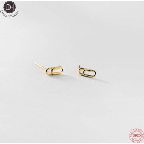 Dreamhonor Simple and Personalized Gold Color Paperclip Stud Earrings Brincos For Women Party Jewelry Gifts
