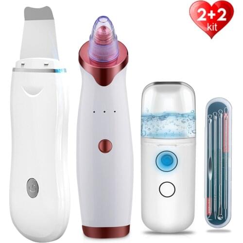 Electric Skin Scrubber Peeling Shoveling machine Pore Cleaner Blackhead Remover Acne Vacuum DeepCleaning Face Steamer Nano spray