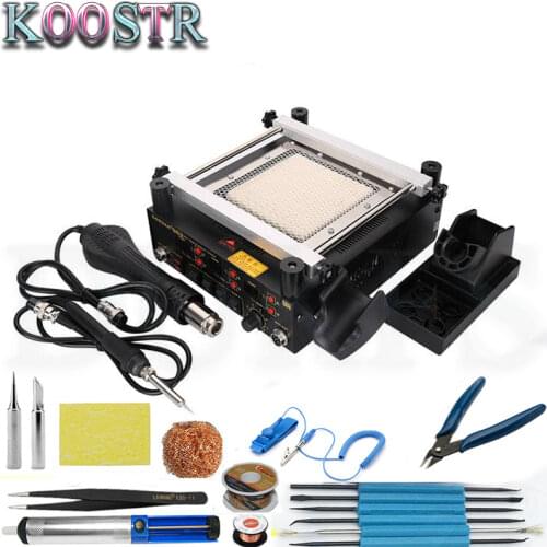 Gordak 863 Hot Air Heat Gun BGA Rework Solder Station + Electric Soldering iron + IR Infrared Preheating Station With Free Gifts