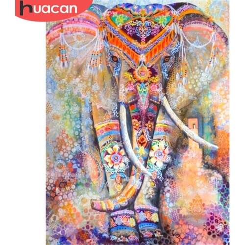 HUACAN Full Square Diamond Painting Animal Elephant Mosaic Rhinestone Cross Stitch Mosaic Diamond Home Decoration