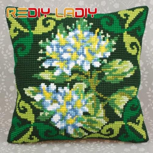 Cross Stitch Cushion Lily of The Vally Chunky Yarn Cross-Stitch Kits Needlework Printed Canvas Pillow Home Decor Arts & Crafts