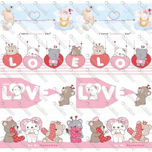 DIY Handmade Materials Valentines Day Printed Cartoon Custom Design Ribbons for Crafts Hair Bow Lanyard/Grosgrain/Satin Ribbon
