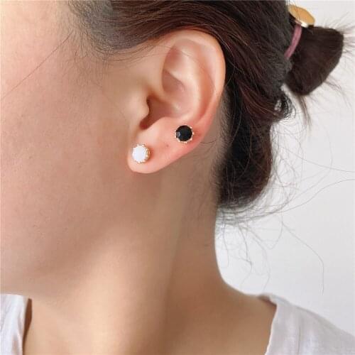 Lovely Cute Gold Color Plating 8mm Cup With Colorful Stone Decorated 9 Rainbow Stud Earrings Set For Women Girl Daily Jewelry