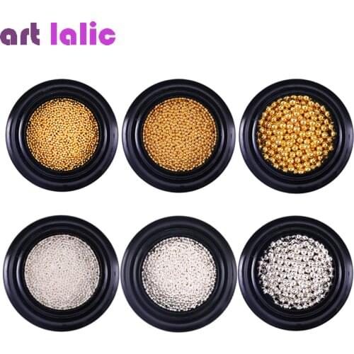 Mini Steel Ball Caviar Bead 3D Nail Decoration 0.8/1/2mm Gold Silver Micro Beads Manicure Nail Art Decoration Studs