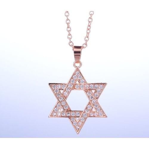 JK Trendy Six-pointed Star Pendant Necklace for Women Shiny Crystal Zircon Delicate Daily Wearable Female Trendy Jewelry
