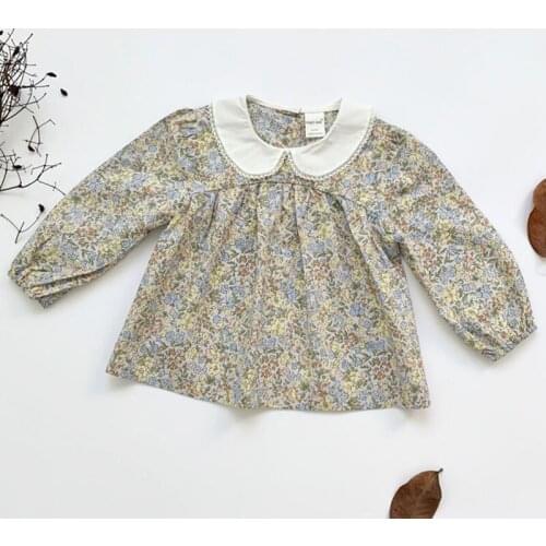 Autumn Kids Girl Long Sleeve Floral Shirt New 2021 Spring Infant Baby Girl Newborn Shirt Clothes Baby Girl Printing Shirt