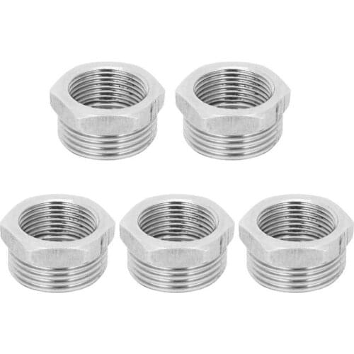 5Pcs Reducing Adapter 1 Inch NPT Male To 3/4 Inch NPT Female Stainless Steel Threades Reducing Adapter Pipe Fittings