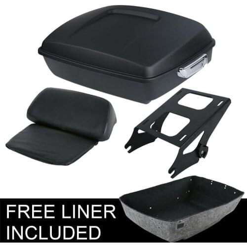 Motorcycle 10.7" Chopped Trunk Razor Backrest + Rack For Harley Touring Tour Pak Road King Street Electra Glide 2014-2020 2015