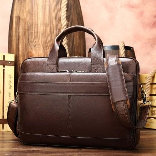 Luufan mans genuine leather laptop bags male tote briefcase handbag mens leather bag mens briefcase office bags for men bag