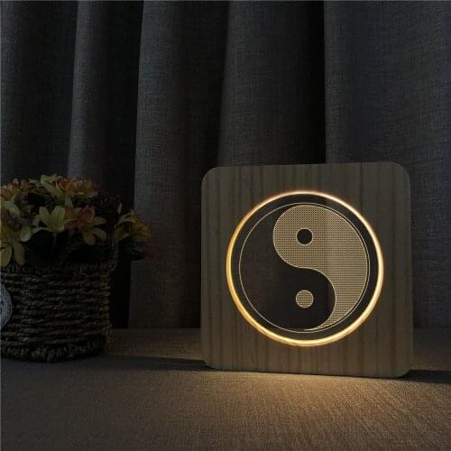 Tai Chi Dao Religion 3D USB LED Arylic Night Lamp Table Light Switch Control Carving Lamp for Childrens Room Dropshipping