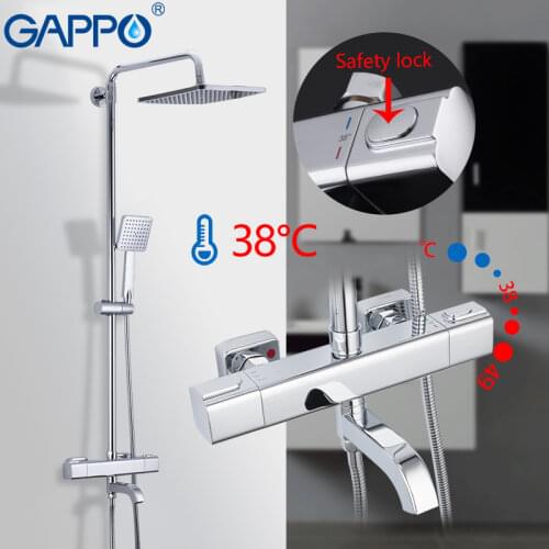 GAPPO thermostatic Shower System shower set rainfall faucet hot and cold black Shower faucet Bathtub thermostatic shower mixer