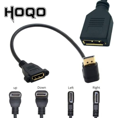 90 Degree Angle Elbow DisplayPort Panel Mount Extension Cable Adapter Corner DP 1.4v Male to Female Cord Socket Screw 2k@144Hz
