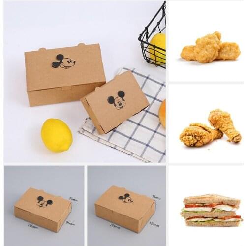 Disney Mickey Mouse Kraft Paper Packing Takeout Box Restaurant Packing box Picnic Disposable Tableware gift box