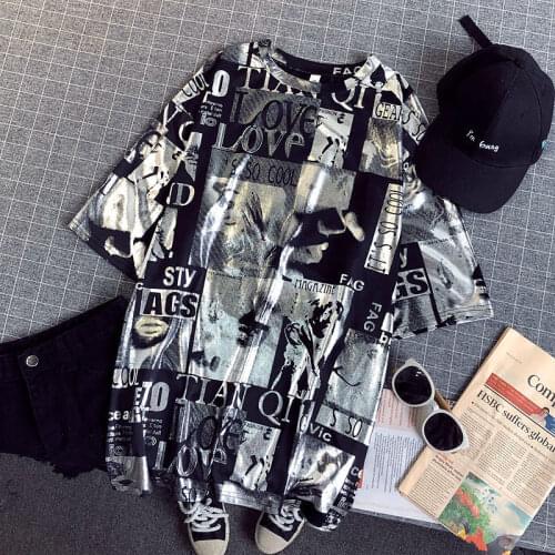 Loose T-shirt Large Short-sleeved Summer Women O-neck Cotton 2021 New Style Hip Hop Version Casual Harajuku Tops tops