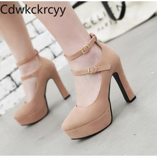 Spring and fall The New fashion Pointed 12CM High heel Women shoes red banquet Buckle Asakuchi High heel Single shoes size 34-43