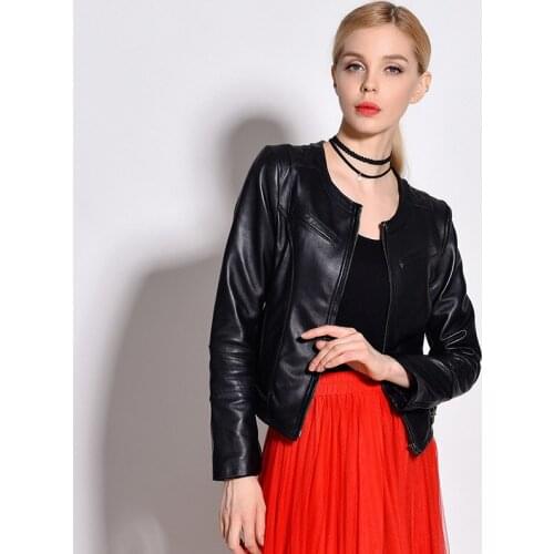 200% Streetwear Real Leather Coat Female Natural Sheepskin Coat Women Moto Genuine Leather Jacket Winter Autumn Coats 2066